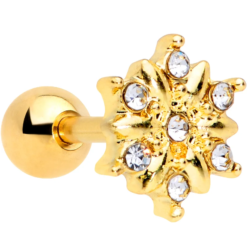 Women's Earrings – Elegant Designs for Every Personality--16 Gauge 1/4 Clear Gem Gold Tone Finery Flower Cartilage Earring Women's Earrings – Elegant Designs for Every Personality--16 Gauge 1/4 Clear Gem Gold Tone Finery Flower Cartilage Earring