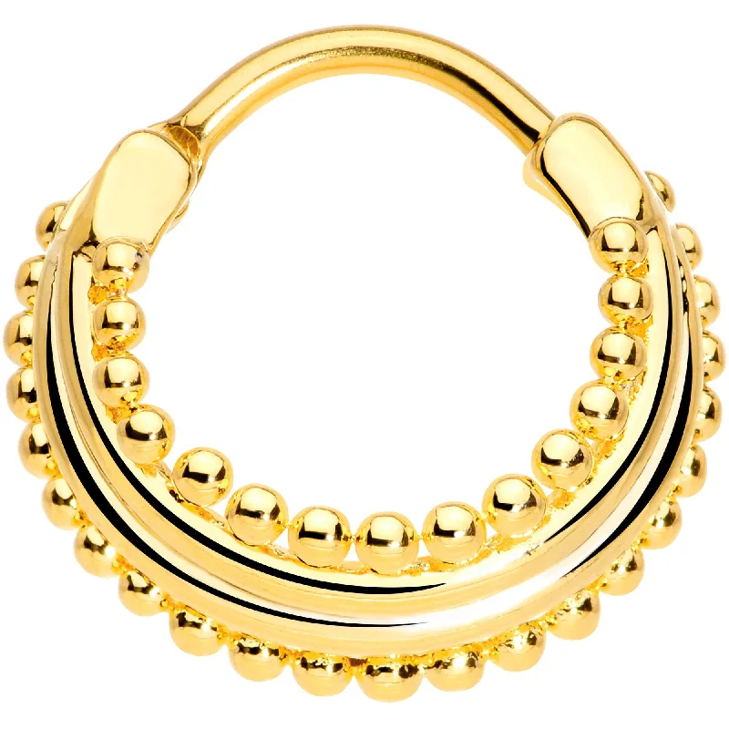 Nose Rings for Beautiful Designs -16 Gauge 3/8 Gold Tone Delicate Dots Hinged Septum Ring Nose Rings for Beautiful Designs -16 Gauge 3/8 Gold Tone Delicate Dots Hinged Septum Ring