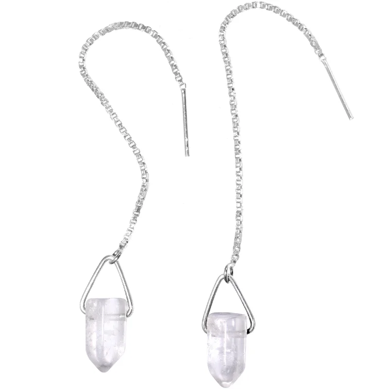 Women's Earrings – Elegant Designs for Every Personality--Handcrafted Clear Quartz  925 Sterling Silver Infinity Threader Earrings