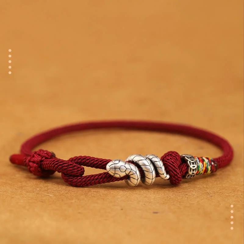 Statement Metal Bracelets for Men-Buddha Stones Red String 925 Sterling Silver Year of the Snake Coin Ring Snake Luck Bracelet Statement Metal Bracelets for Men-Buddha Stones Red String 925 Sterling Silver Year of the Snake Coin Ring Snake Luck Bracelet