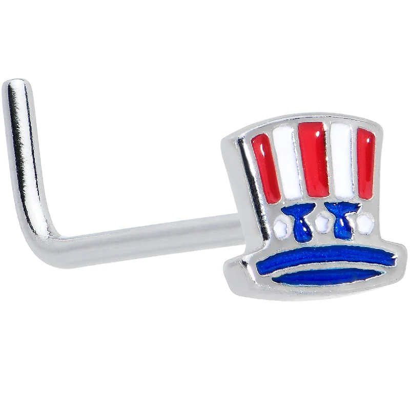 Nose Rings with Oval Shape -20 Gauge 7mm Patriotic Uncle Sam Top Hat L Shape Nose Ring Nose Rings with Oval Shape -20 Gauge 7mm Patriotic Uncle Sam Top Hat L Shape Nose Ring