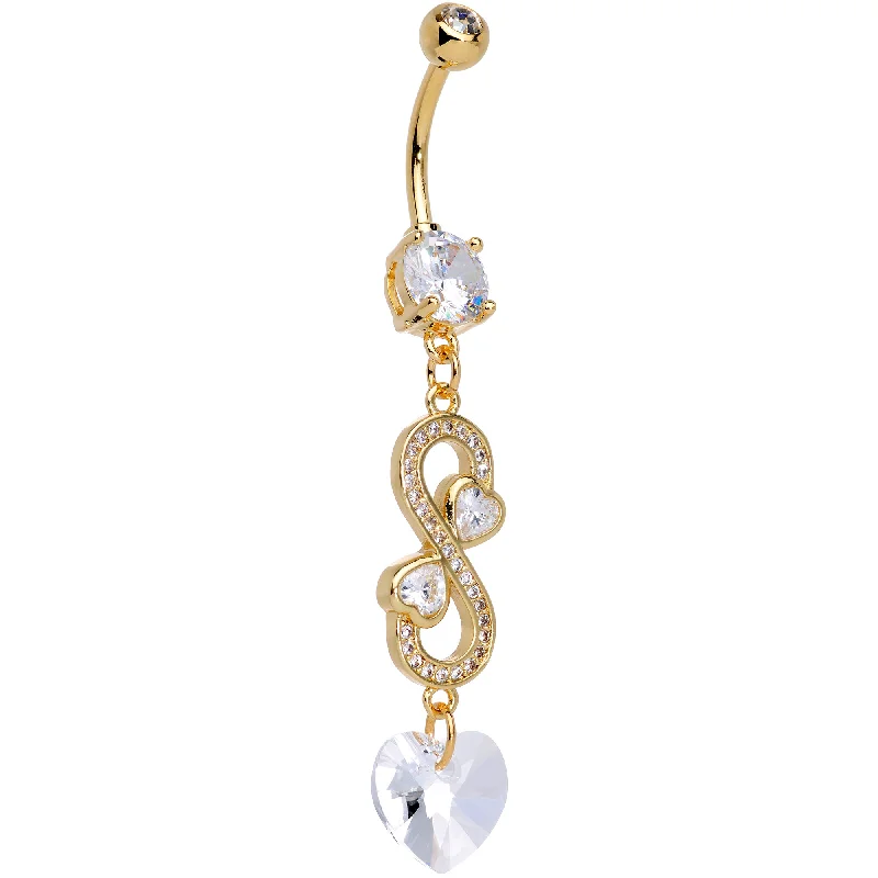 Custom Belly Rings for Fashionable Touch -Handmade Clear CZ Gem Infinite Love Heart Dangle Belly Ring Custom Belly Rings for Fashionable Touch -Handmade Clear CZ Gem Infinite Love Heart Dangle Belly Ring
