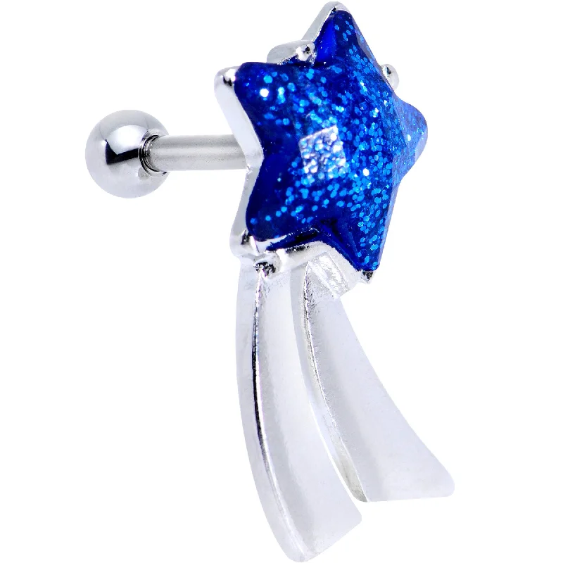Women's Earrings – Elegant Designs for Every Personality--1/4 Blue Gem Star Comet Tragus Cartilage Earring Women's Earrings – Elegant Designs for Every Personality--1/4 Blue Gem Star Comet Tragus Cartilage Earring