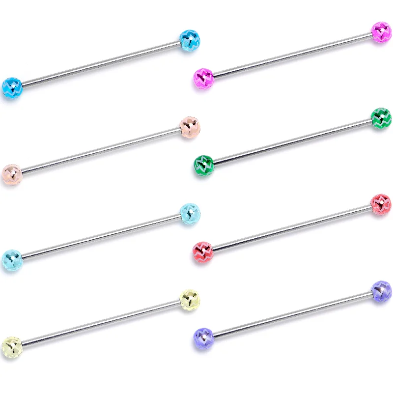 Women's Earrings – Elegant Designs for Every Personality--14 Gauge Zigzag Multicolor Ends Industrial Barbell 38mm Set of 8 Women's Earrings – Elegant Designs for Every Personality--14 Gauge Zigzag Multicolor Ends Industrial Barbell 38mm Set of 8