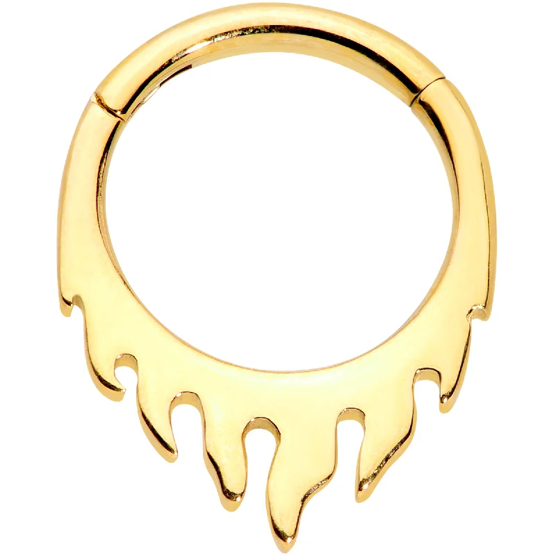 Custom Nose Rings with Special Designs -16 Gauge 5/16 Gold Tone Flames of Style Fire Hinged Segment Ring Custom Nose Rings with Special Designs -16 Gauge 5/16 Gold Tone Flames of Style Fire Hinged Segment Ring