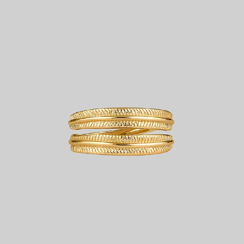 Chic Women's Rings for Fashion-Forward Looks-AWAKEN. Feather Wrap Gold Ring