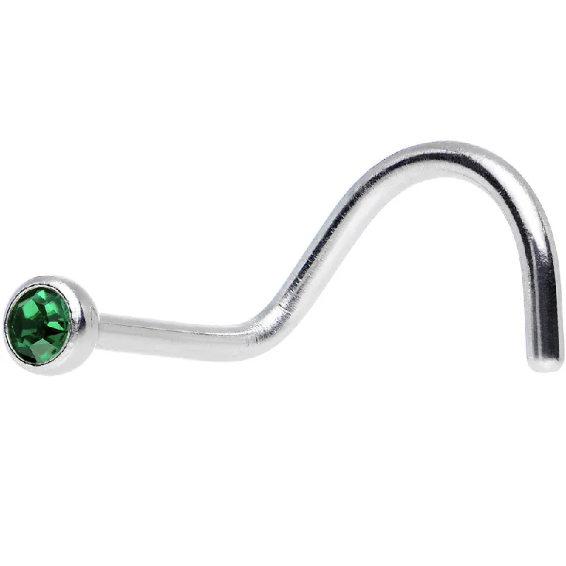 Designer Nose Rings with Unique Style -Emerald Screw Nose Ring Created with Crystals