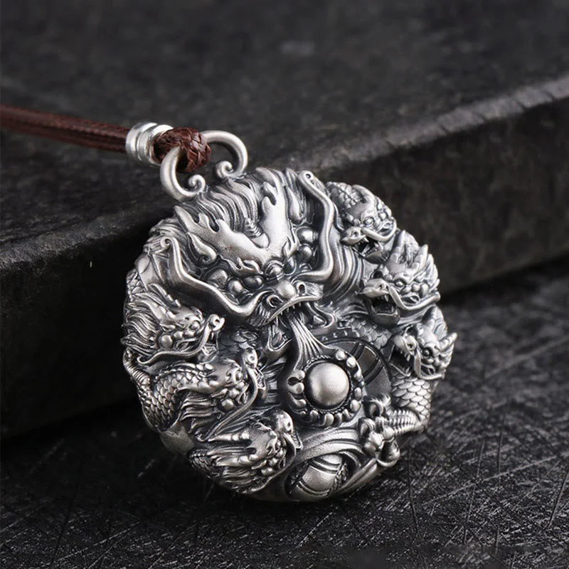 Shop Classic Women's Necklaces & Pendants with a Modern Twist-Buddha Stones 999 Sterling Silver Nine Dragons Playing With A Pearl Luck Protection Necklace Pendant Shop Classic Women's Necklaces & Pendants with a Modern Twist-Buddha Stones 999 Sterling Silver Nine Dragons Playing With A Pearl Luck Protection Necklace Pendant