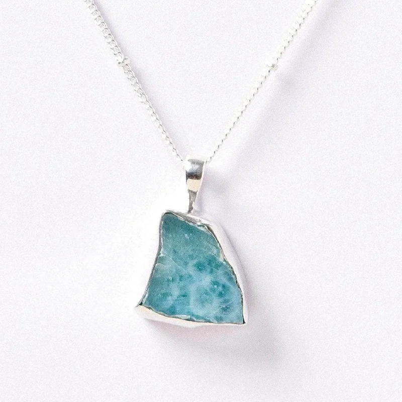 Exclusive Men's Necklaces & Pendants for the Modern Gentleman-Rare Genuine Larimar Raw Crystal Necklace Exclusive Men's Necklaces & Pendants for the Modern Gentleman-Rare Genuine Larimar Raw Crystal Necklace