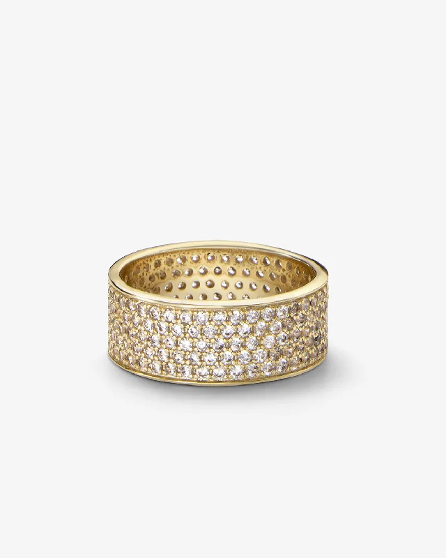 Chic Women's Rings for Fashion-Forward Looks-Slick Pavé Ring - Gold|White Diamondettes