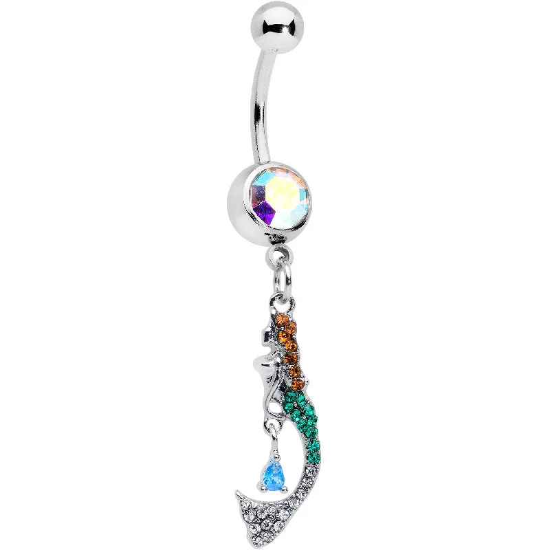Belly Rings with Unique Designs for Custom Style -Aurora Green Gem Fancy Fashion Mermaid Dangle Belly Ring Belly Rings with Unique Designs for Custom Style -Aurora Green Gem Fancy Fashion Mermaid Dangle Belly Ring