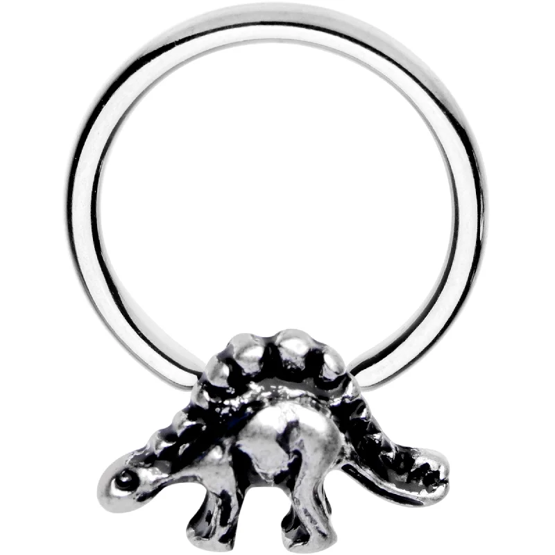 Unique Lip Rings with Creative Designs16 Gauge 3/8 Splendid Stegosaurus BCR Captive Ring