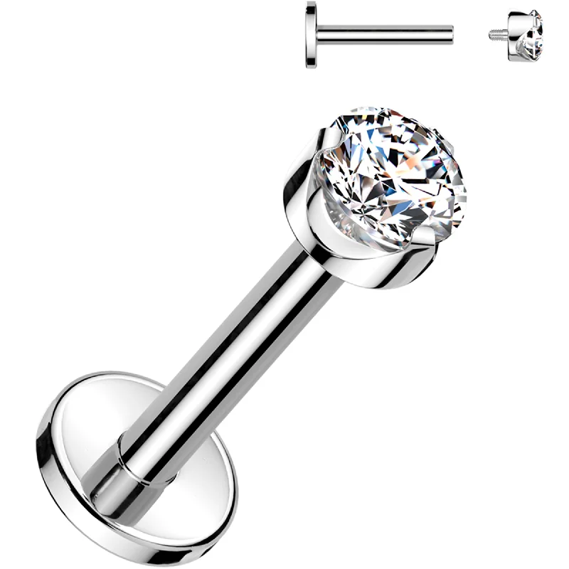 Women's Earrings – Elegant Designs for Every Personality--16 Gauge 5/16 3mm Clear CZ Round Medical Grade Titanium Flat Back Earring Women's Earrings – Elegant Designs for Every Personality--16 Gauge 5/16 3mm Clear CZ Round Medical Grade Titanium Flat Back Earring