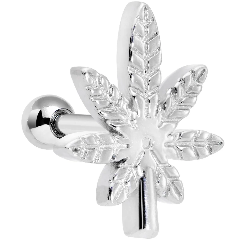 Women's Earrings – Elegant Designs for Every Personality--16 Gauge 1/4 Textured Marijuana Pot Leaf Cartilage Tragus Earring Women's Earrings – Elegant Designs for Every Personality--16 Gauge 1/4 Textured Marijuana Pot Leaf Cartilage Tragus Earring