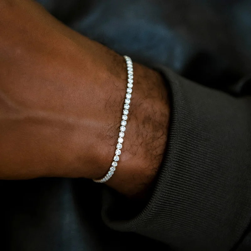 Men's Stylish Bracelets for Fashion-Forward Looks-Micro Tennis Bracelet in White Gold Men's Stylish Bracelets for Fashion-Forward Looks-Micro Tennis Bracelet in White Gold