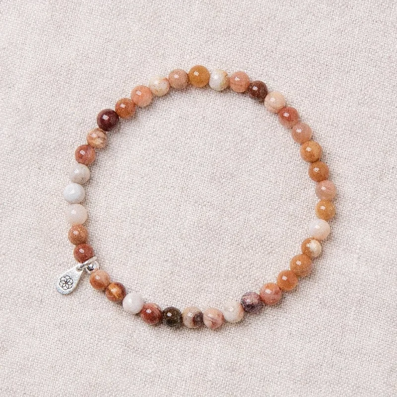 Sleek Gold Bangles for Women-Petrified Wood Jade Energy Bracelet