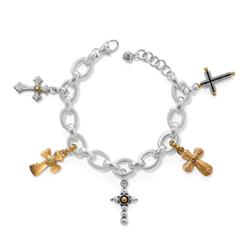 Adjustable Beaded Bangles for Women-Majestic Cross Charm Bracelet