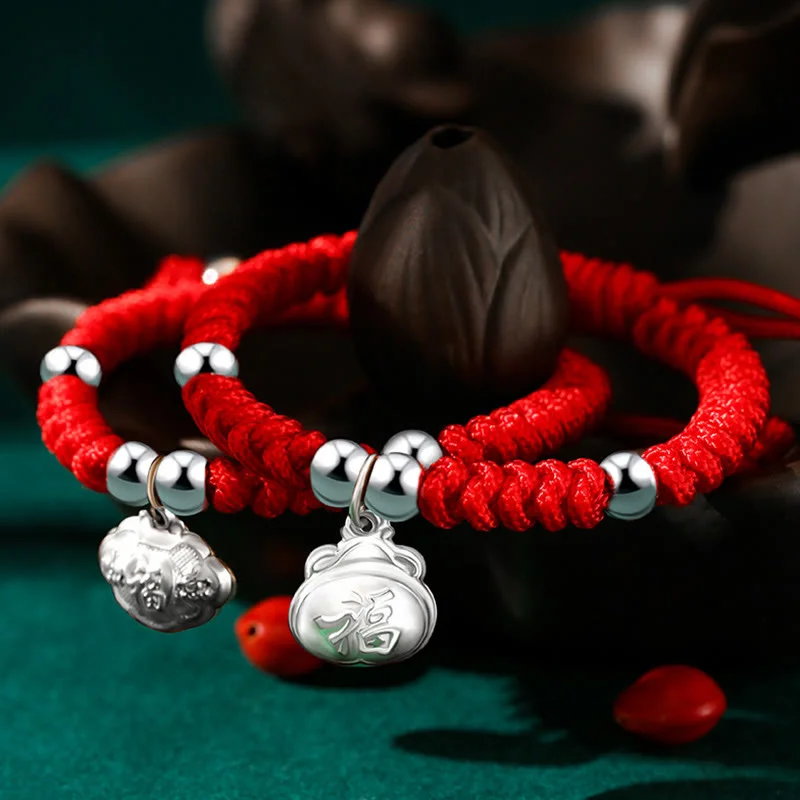 Silver Bangle Sets for Women-Buddha Stones 925 Sterling Silver Handmade Fu Character Lucky Money Bag Chinese Lock Charm Bell Lotus Copper Coin King Kong Knot Braided Kids Bracelet Silver Bangle Sets for Women-Buddha Stones 925 Sterling Silver Handmade Fu Character Lucky Money Bag Chinese Lock Charm Bell Lotus Copper Coin King Kong Knot Braided Kids Bracelet
