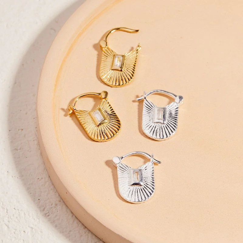 Women's Earrings – Elegant Designs for Every Personality--Baguette Sunburst Hoop Earrings