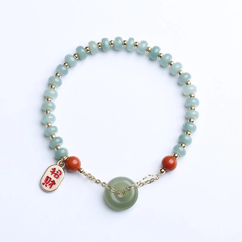 Gold Bangle Bracelets for Women-Buddha Stones Natural Hetian Jade Red Agate Peace Buckle Lucky Fortune Bracelet Gold Bangle Bracelets for Women-Buddha Stones Natural Hetian Jade Red Agate Peace Buckle Lucky Fortune Bracelet
