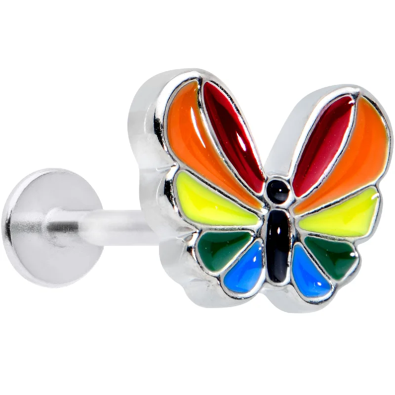 Statement Lip Rings for Trendsetters16 Gauge 5/16 Pride Rainbow Stripes Butterfly Labret Monroe Tragus Statement Lip Rings for Trendsetters16 Gauge 5/16 Pride Rainbow Stripes Butterfly Labret Monroe Tragus