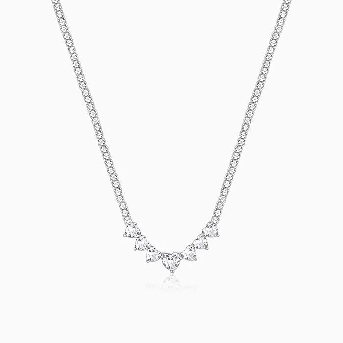 Shop Classic Women's Necklaces & Pendants with a Modern Twist-Silver Zirconia Heart Necklace Shop Classic Women's Necklaces & Pendants with a Modern Twist-Silver Zirconia Heart Necklace