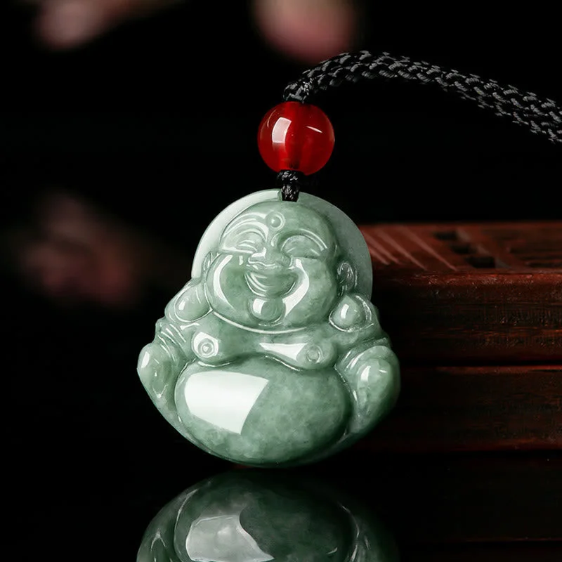 Shop Classic Women's Necklaces & Pendants with a Modern Twist-Buddha Stones Natural Green Jade Laughing Buddha Luck Abundance Necklace Pendant Shop Classic Women's Necklaces & Pendants with a Modern Twist-Buddha Stones Natural Green Jade Laughing Buddha Luck Abundance Necklace Pendant