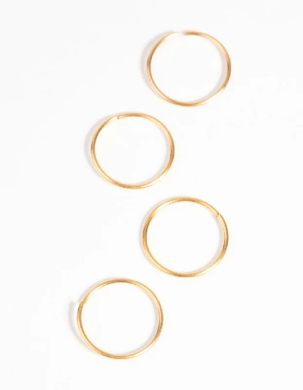 Nose Rings with Luxurious Designs -Gold-Plated Surgical Steel Nose Ring 4-Pack