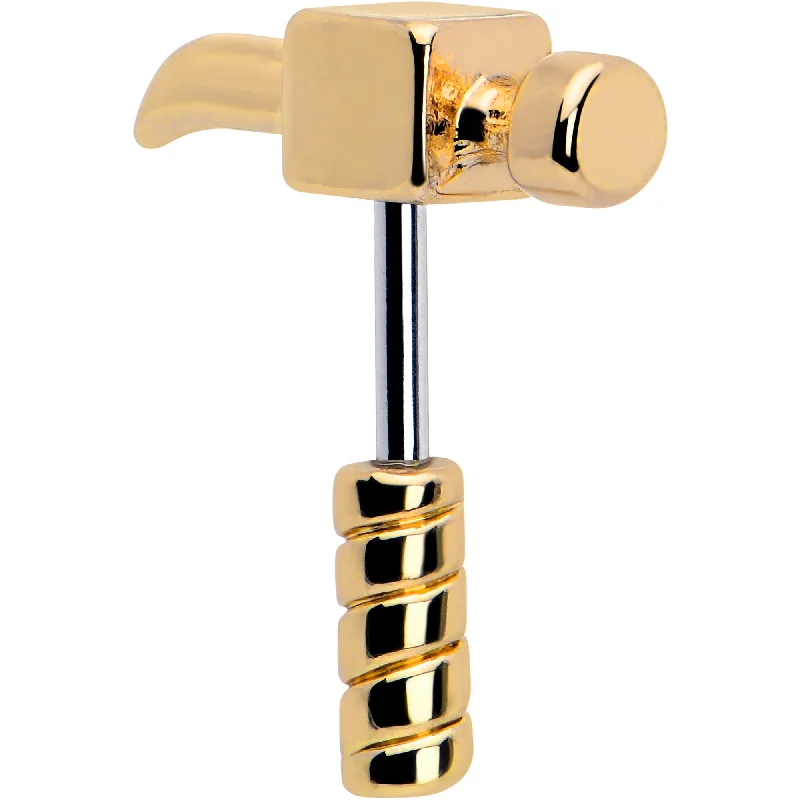 Women's Earrings – Elegant Designs for Every Personality--16 Gauge 1/4 Gold Tone Optical Illusion Hammer Cartilage Tragus Earring
