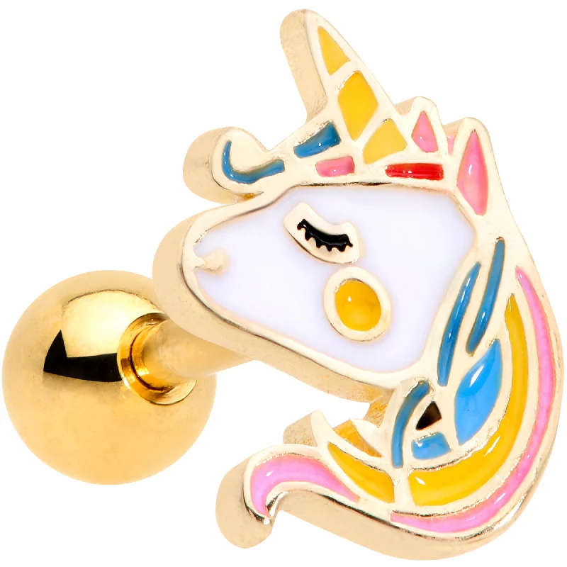 Women's Earrings – Elegant Designs for Every Personality--16 Gauge 1/4 Gold Tone Pastel Unicorn Cartilage Tragus Earring Women's Earrings – Elegant Designs for Every Personality--16 Gauge 1/4 Gold Tone Pastel Unicorn Cartilage Tragus Earring