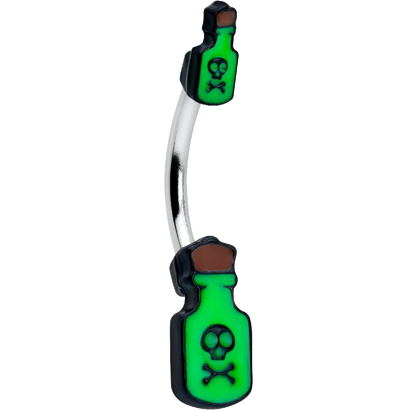 Belly Rings with Star Motif for Fun Fashion -Halloween Green Poison Bottle Glow in the Dark Double Mount Belly Ring Belly Rings with Star Motif for Fun Fashion -Halloween Green Poison Bottle Glow in the Dark Double Mount Belly Ring