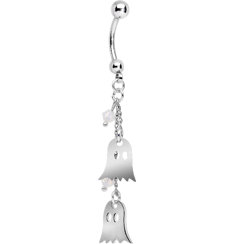 Comfortable Belly Rings with Stunning Detail -Handcrafted Ghost Dangle Belly Ring Created with Crystals Comfortable Belly Rings with Stunning Detail -Handcrafted Ghost Dangle Belly Ring Created with Crystals