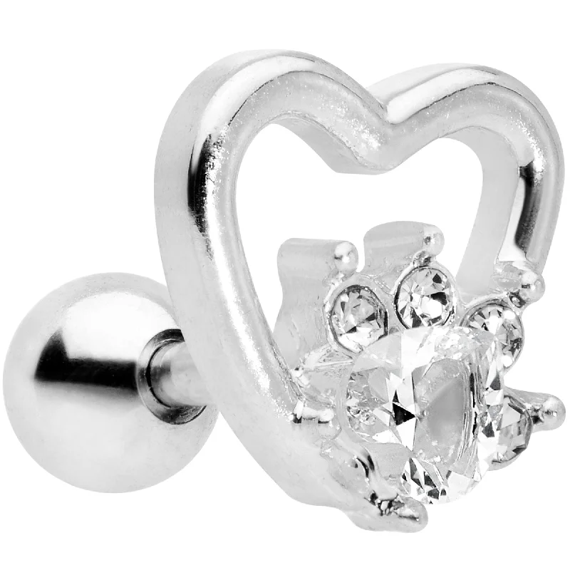 Women's Earrings – Elegant Designs for Every Personality--16 Gauge 1/4 Clear Gem Rose Flower Hollow Heart Cartilage Tragus