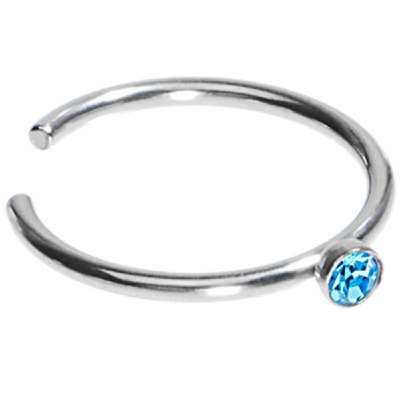 Unique and Stylish Nose Rings for All -20 Gauge Stainless Steel Aqua Gem Nose Hoop