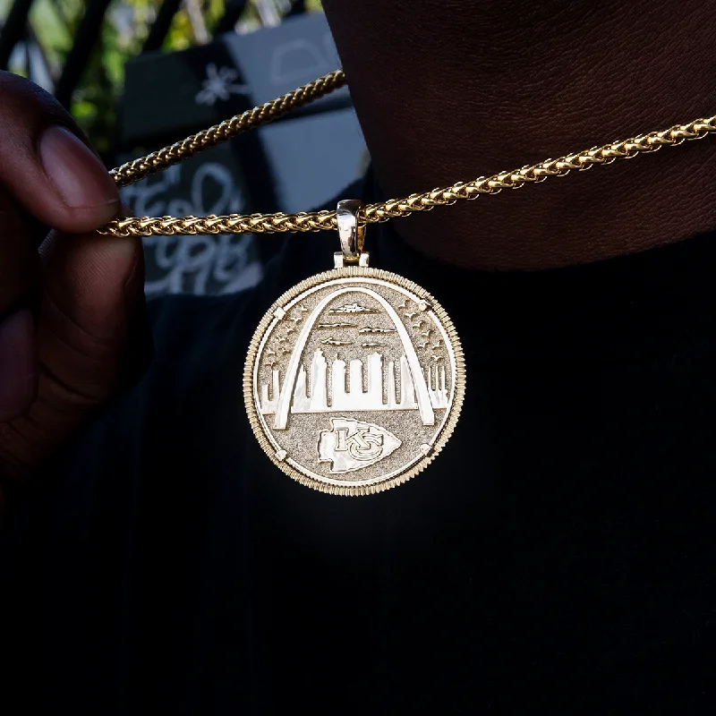 Men's Custom Leather Bracelets-Kansas City Chiefs Official NFL Coin Pendant