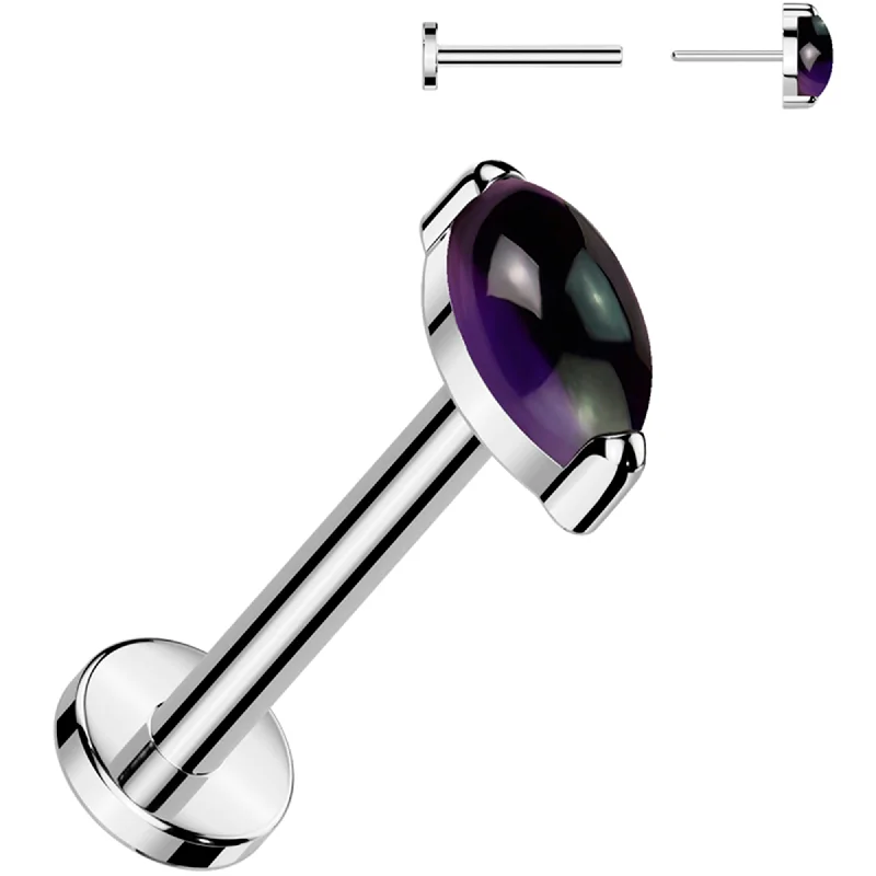 Women's Earrings – Elegant Designs for Every Personality--18 Gauge 5/16 Natural Amethyst Oval Medical Grade Titanium Flat Back Earring