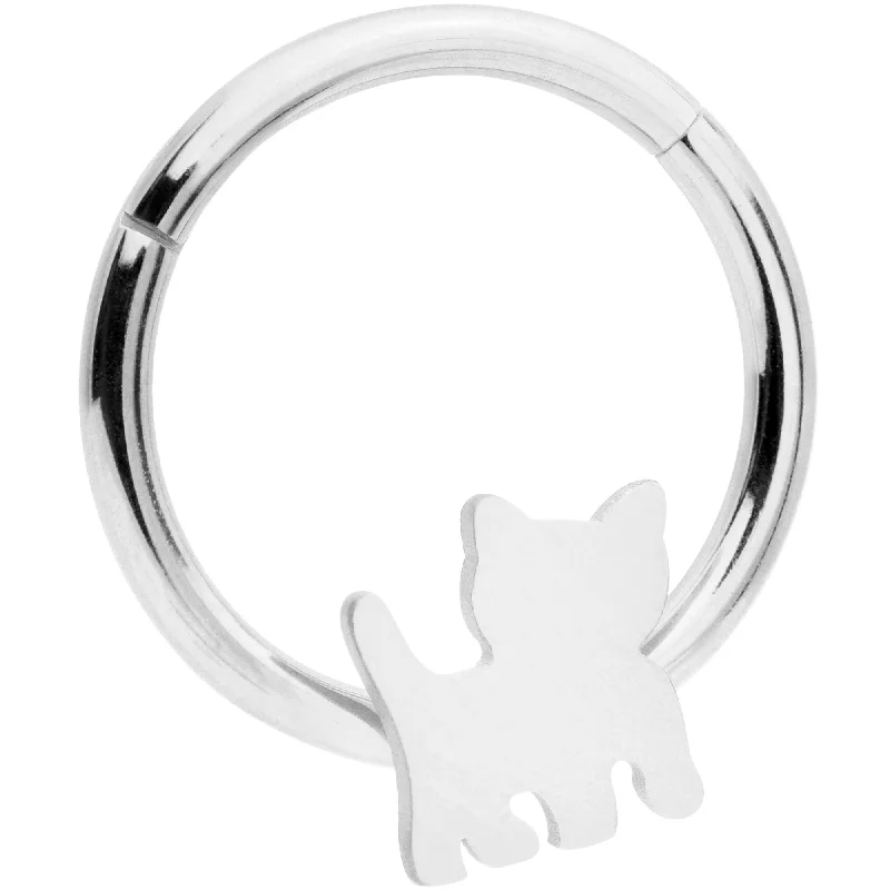 Nose Rings with Moonstone -16 Gauge 3/8 Kitty Cat Hinged Segment Ring
