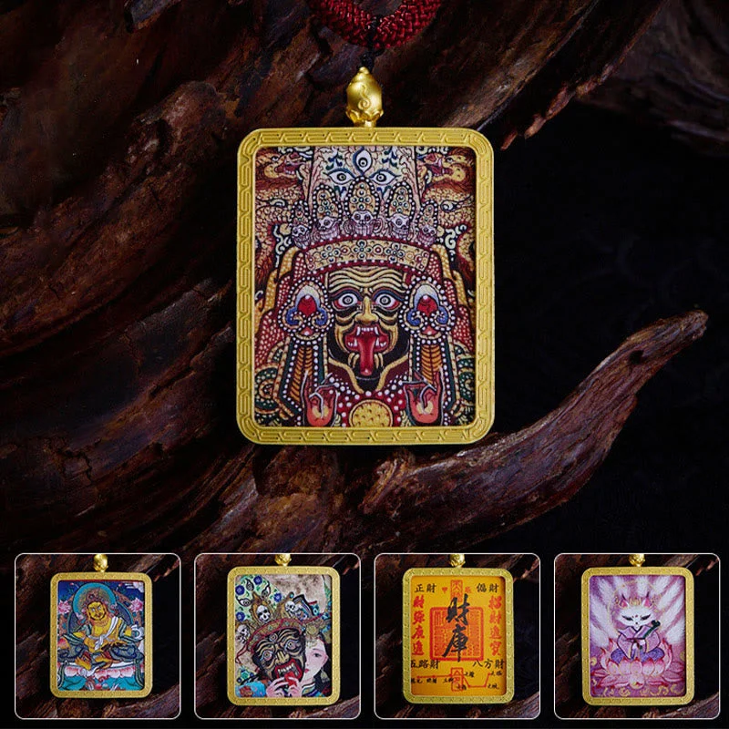 Shop Classic Women's Necklaces & Pendants with a Modern Twist-Buddha Stones Tibetan Zakiram Nine-Tailed Fox Yellow God of Wealth Painted Thangka Hope Necklace Pendant Shop Classic Women's Necklaces & Pendants with a Modern Twist-Buddha Stones Tibetan Zakiram Nine-Tailed Fox Yellow God of Wealth Painted Thangka Hope Necklace Pendant