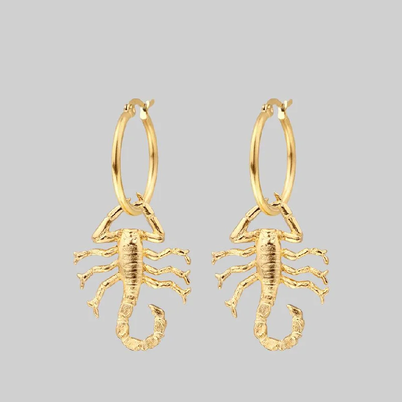 Women's Earrings – Elegant Designs for Every Personality--NOXIOUS. Scorpion Hoop Earrings - Gold