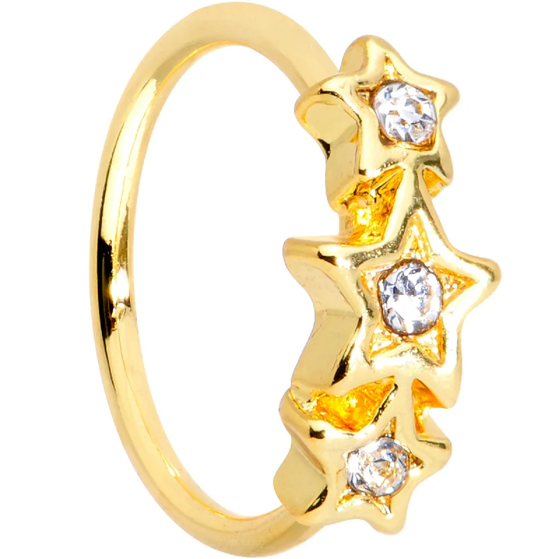 Affordable Nose Rings for Every Budget -20 Gauge 5/16 Clear Gem Gold Tone Tri Star Seamless Circular Ring Affordable Nose Rings for Every Budget -20 Gauge 5/16 Clear Gem Gold Tone Tri Star Seamless Circular Ring