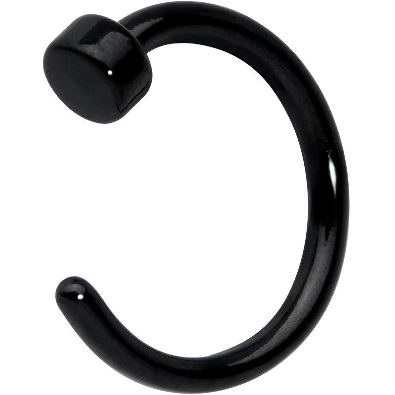 Nose Rings with Cool Patterns -20 Gauge 1/4 Black Simple Disc Nose Hoop