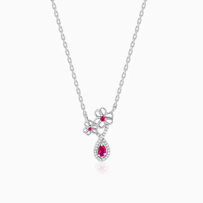 Shop Classic Women's Necklaces & Pendants with a Modern Twist-Silver Floral Drop Pendant With Link Chain Shop Classic Women's Necklaces & Pendants with a Modern Twist-Silver Floral Drop Pendant With Link Chain