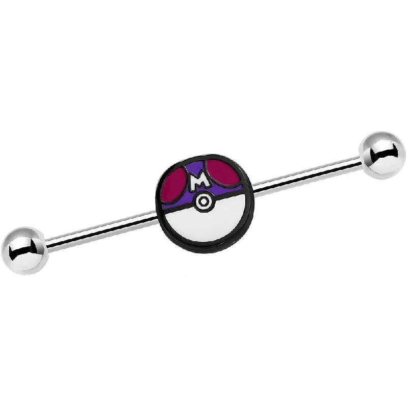 Women's Earrings – Elegant Designs for Every Personality--14 Gauge Licensed Pokemon Master Ball Industrial Barbell 35mm