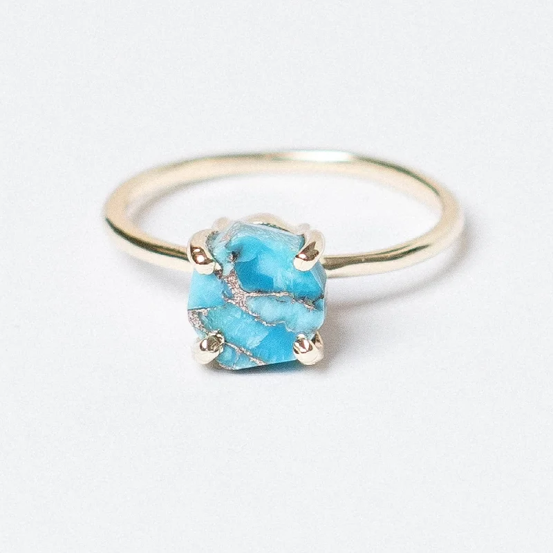 Chic Women's Rings for Fashion-Forward Looks-Natural Turquoise Raw Freeform Gold or Silver Ring Chic Women's Rings for Fashion-Forward Looks-Natural Turquoise Raw Freeform Gold or Silver Ring