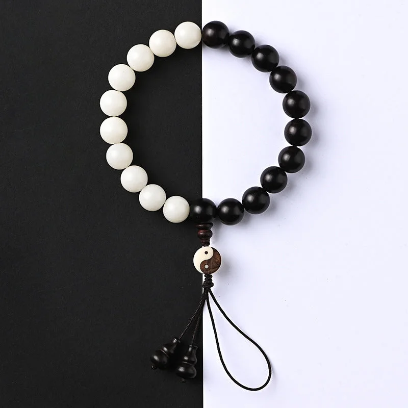 Men's Bracelets with Tribal Patterns-Buddha Stones Ebony YinYang Protection Bracelet Decoration Men's Bracelets with Tribal Patterns-Buddha Stones Ebony YinYang Protection Bracelet Decoration