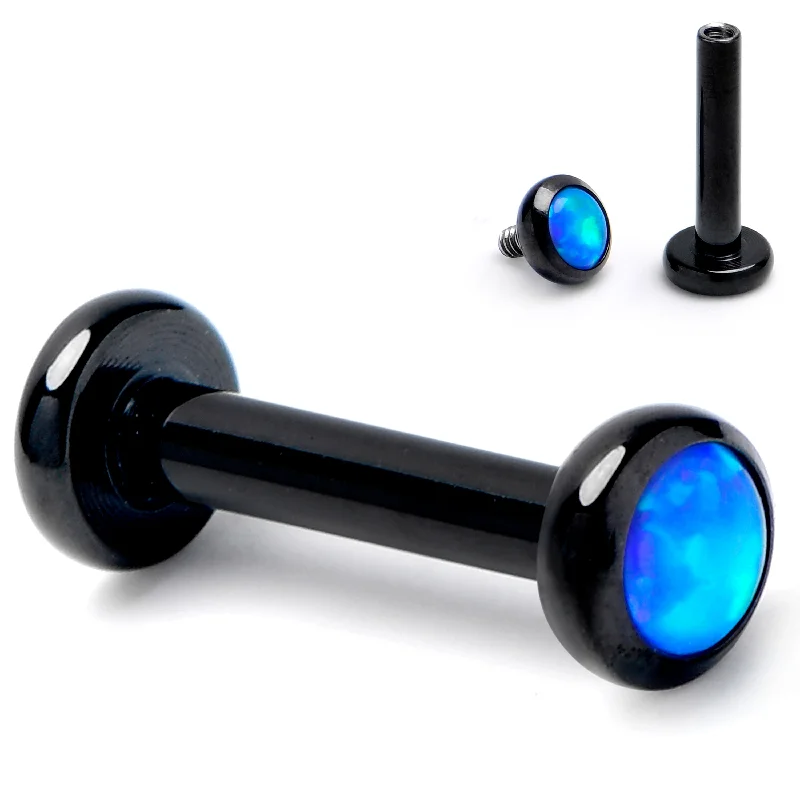 Custom Lip Rings for Exclusive Fashion16 Gauge 1/4 Blue Synth Opal Black ASTM F-136 Implant Grade Titanium Internal Thread Labret Custom Lip Rings for Exclusive Fashion16 Gauge 1/4 Blue Synth Opal Black ASTM F-136 Implant Grade Titanium Internal Thread Labret