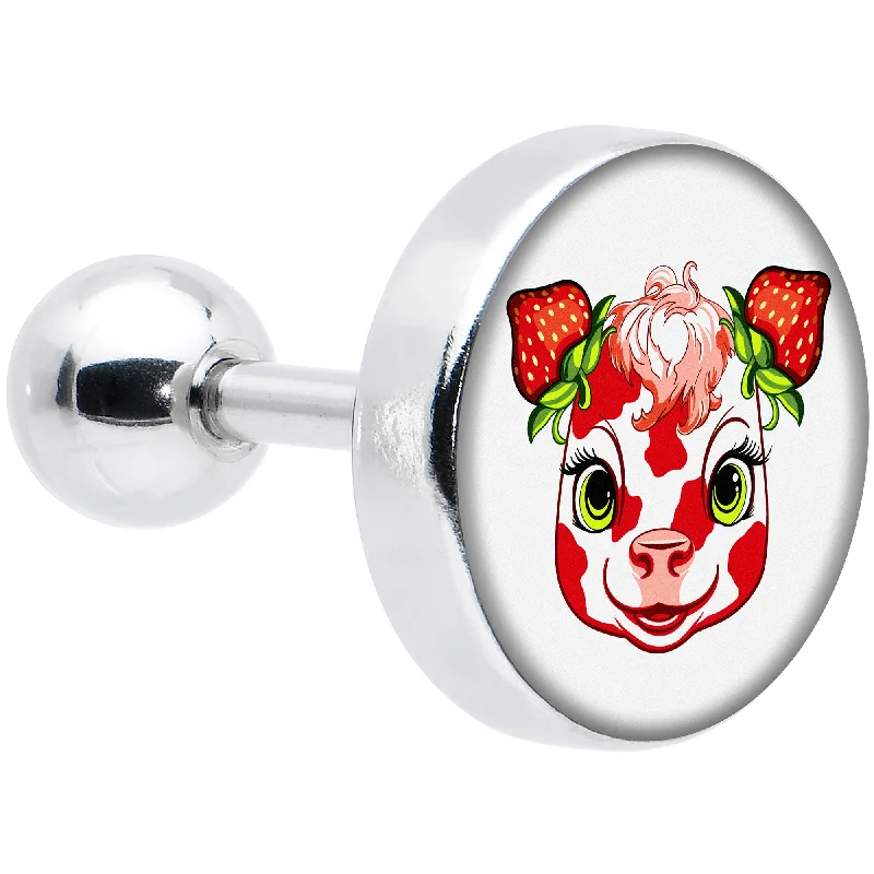 Women's Earrings – Elegant Designs for Every Personality--16 Gauge 1/4 Strawberry Cow Cartilage Tragus Earring Women's Earrings – Elegant Designs for Every Personality--16 Gauge 1/4 Strawberry Cow Cartilage Tragus Earring