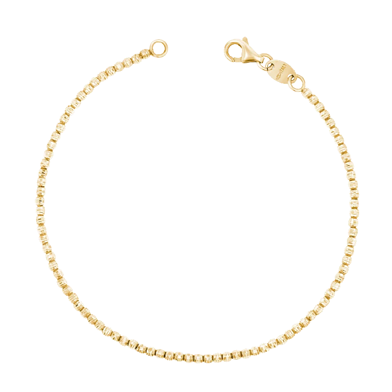 Bracelet for Men with Cross-14K Gold Moon Cut Bracelet