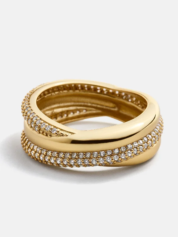 Chic Women's Rings for Fashion-Forward Looks-Ramona 18K Gold Ring - Gold/Pavé