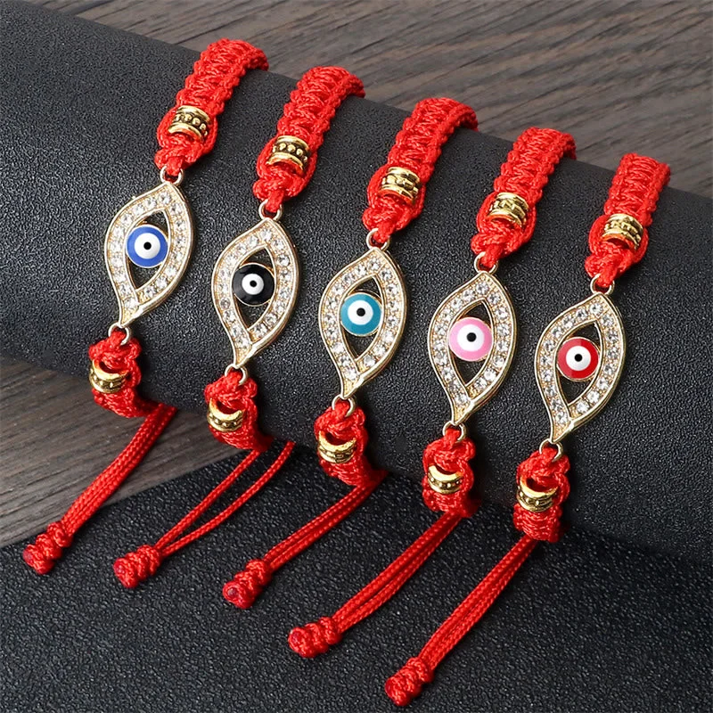 Leather Cuff Bracelets for Men-Buddha Stones Evil Eye Keep Away Evil Spirits String Bracelet